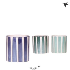 Keramische Pot Kolibri Home Painted Stripe Pot blue mix
(8 Plants/Order)(9cmP 11cmH)