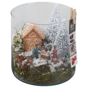 Huis and Tuindecoratie PTCV7601 Arrangement Christmas Village in glazen vaas
(6 Plants/Order)(15cmP 19cmH)