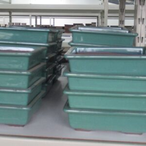 Huis and Tuindecoratie Pot rectangle glazed green (19x14x6)
(2 Plants/Order)(19cmP 6cmH)