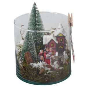 Huis and Tuindecoratie PTCV7602 Arrangement Christmas Village in glazen vaas
(6 Plants/Order)(15cmP 20cmH)
