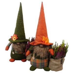 Arrangementen PTHO7724 Arrangement Autumn Outdoor in stoffen gnome
(4 Plants/Order)(32cmP 60cmH)